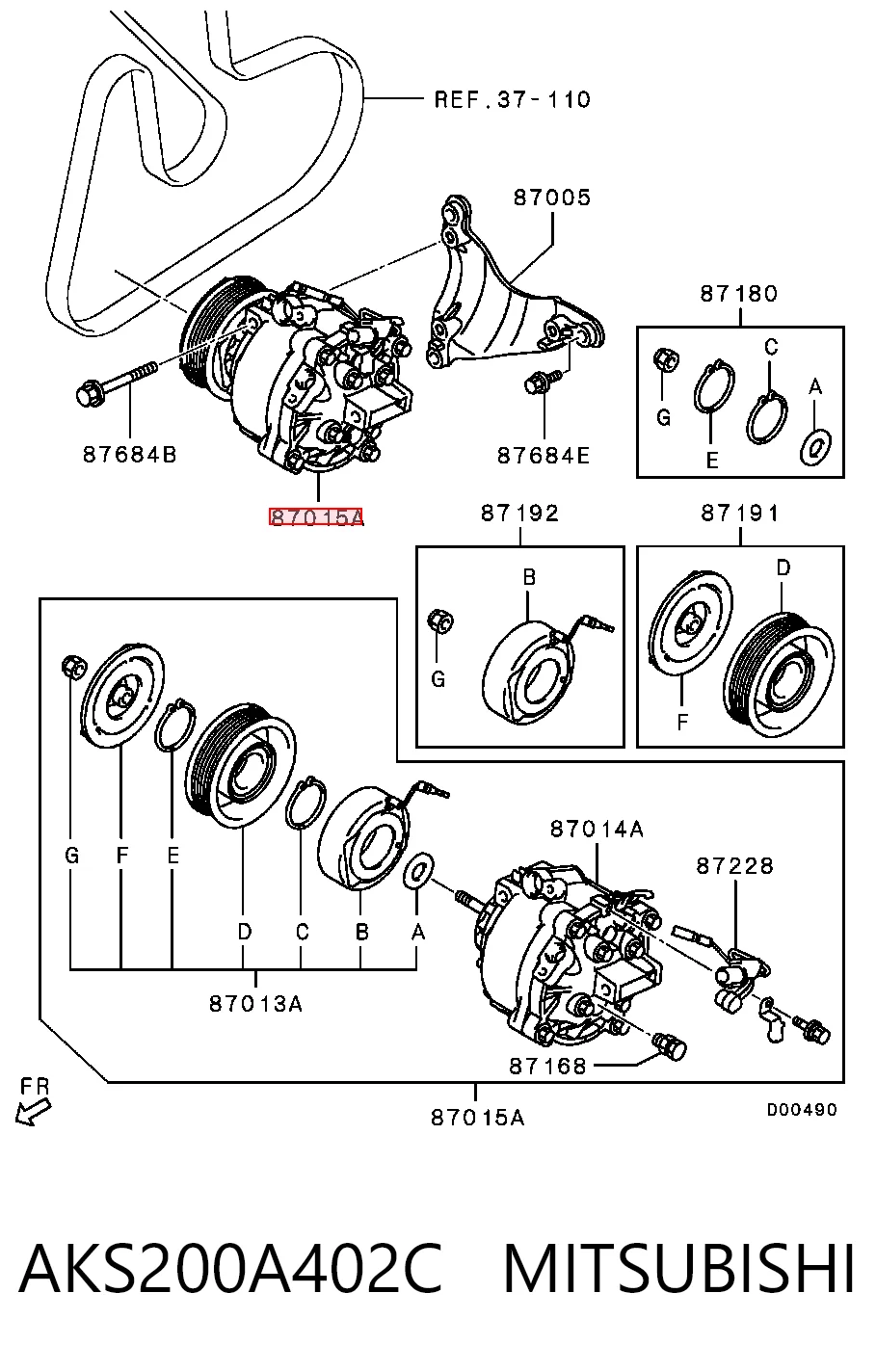 AKS200A402C Mitsubishi Sprężarka klimatyzacji