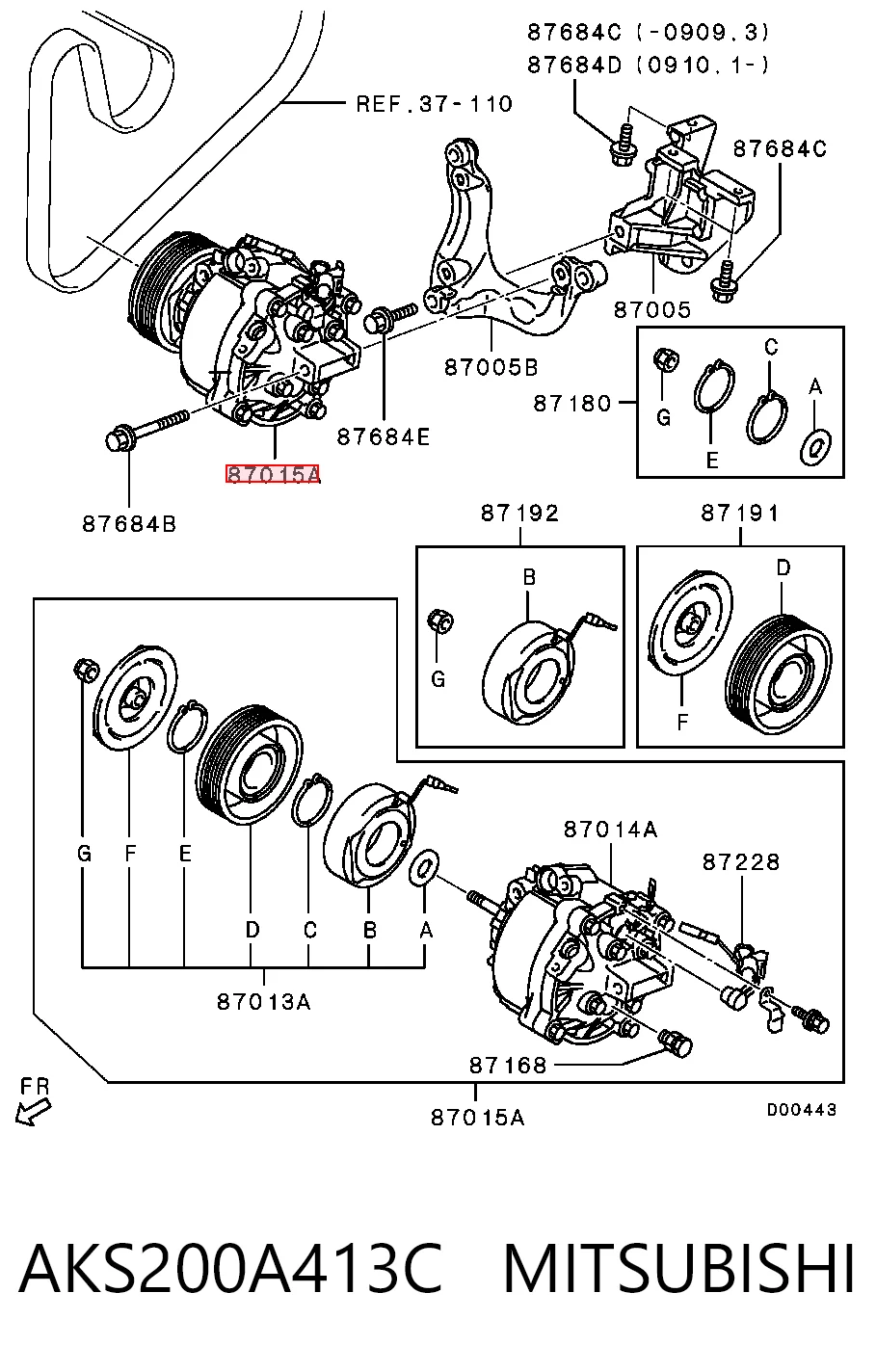 AKS200A413C Mitsubishi Sprężarka klimatyzacji