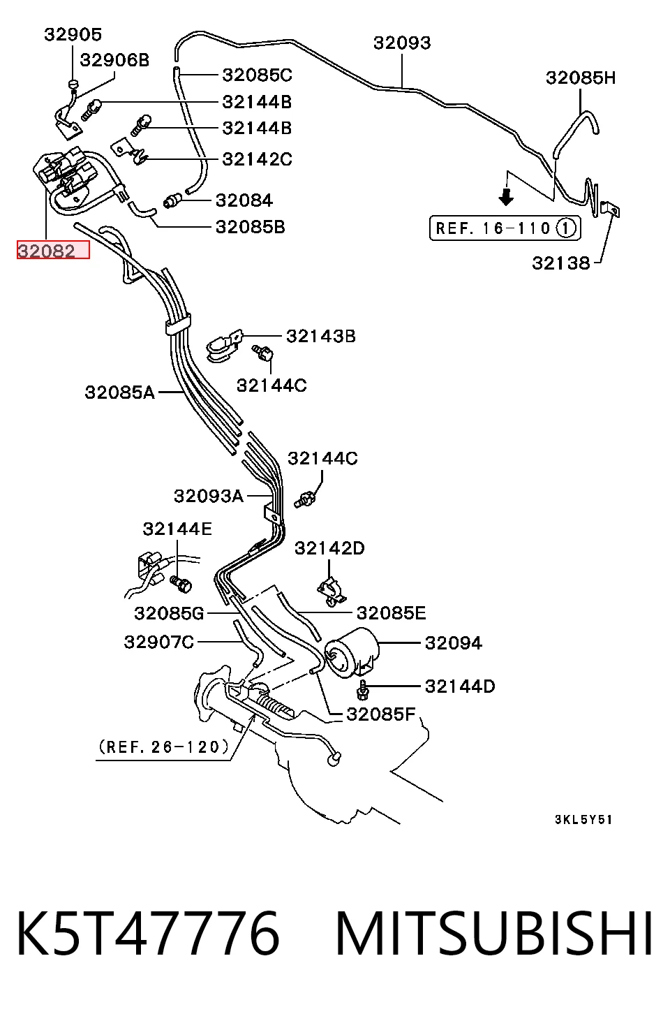 K5T47776 Mitsubishi Zawór próżniowy załączania przedniego napędu