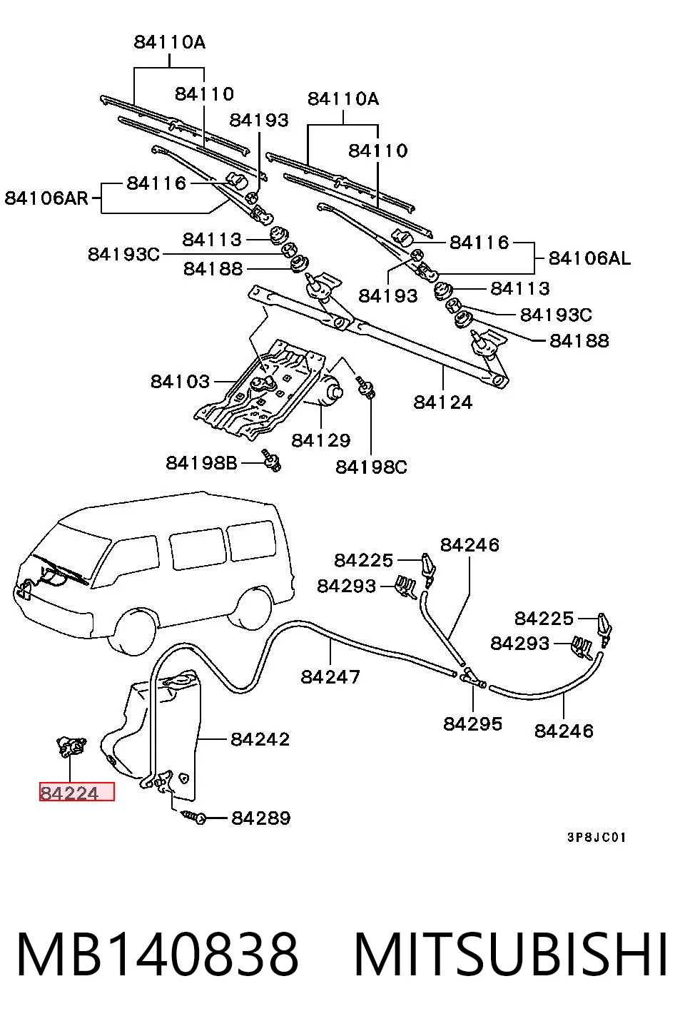 Pompka spryskiwacza szyby przedniej Mitsubishi L 300 autobus (P0W, P1W, P2W) (1986 - 2008) cena, od 8,87 USD