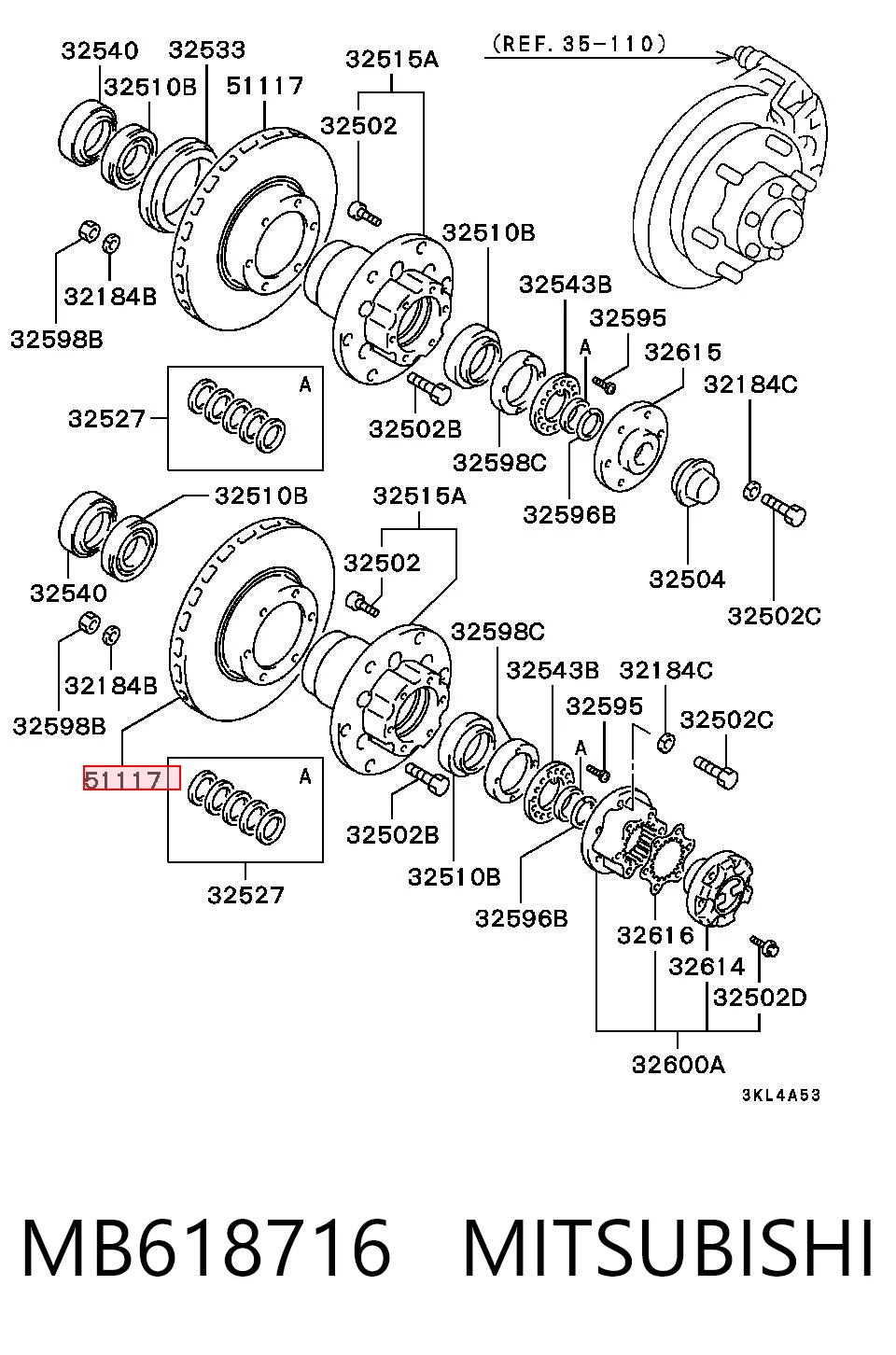 MB618716 Mitsubishi Tarcza hamulcowa przednia