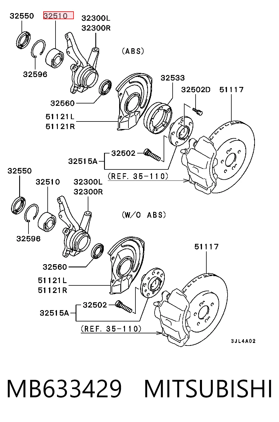 Łożysko piasty przedniej Hyundai/Kia MB633430 cena, od 25,93 USD