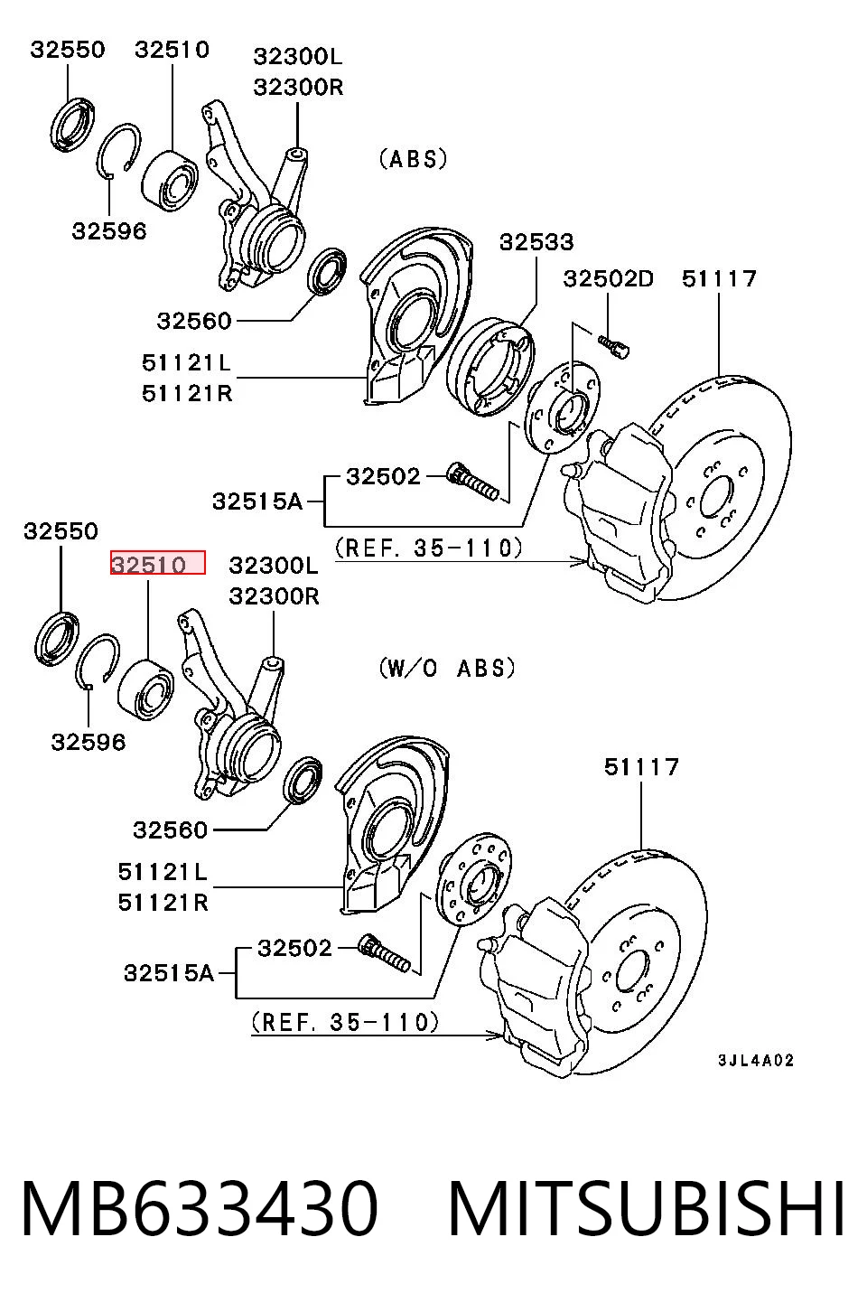 Do koszyka MB633430 Hyundai/Kia Łożysko piasty przedniej