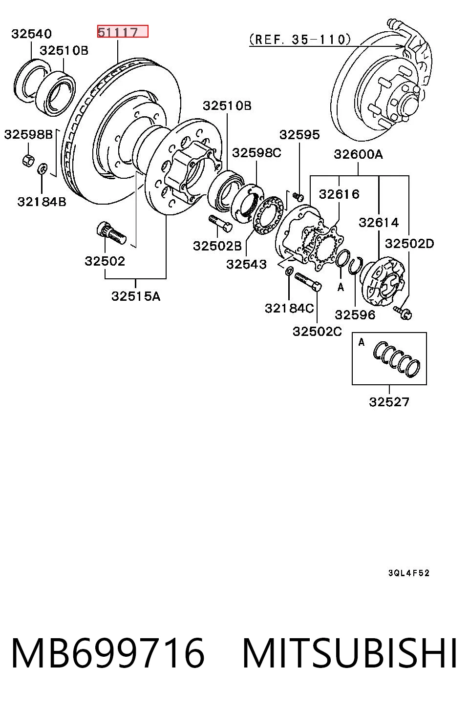MB699716 Mitsubishi Tarcza hamulcowa przednia