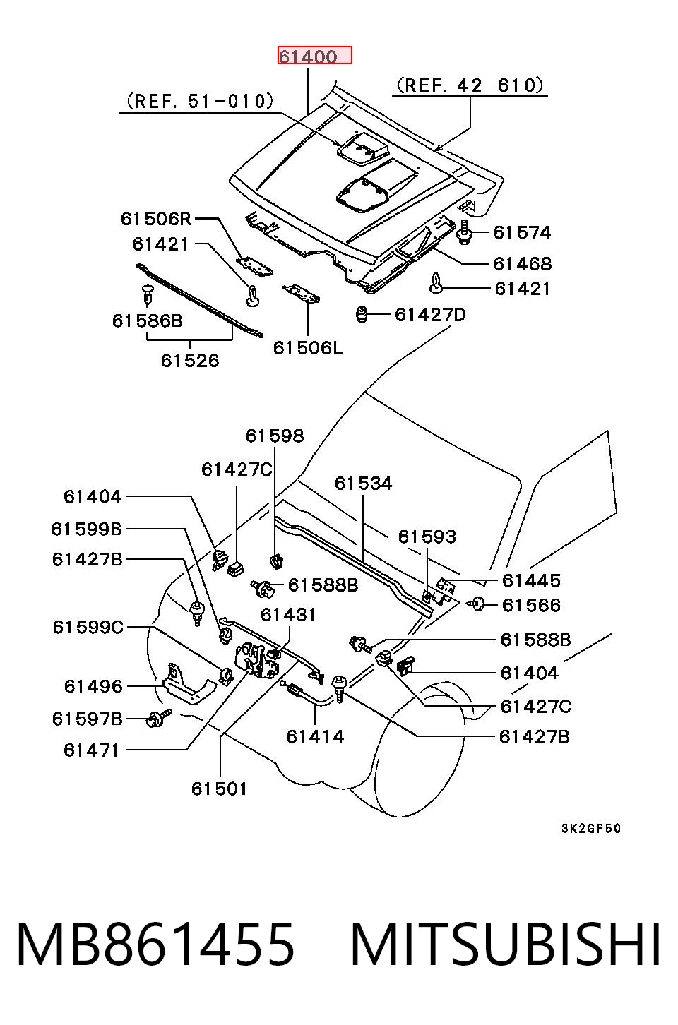 Maska silnika do Mitsubishi Pajero II Canvas Top V2W, V4W