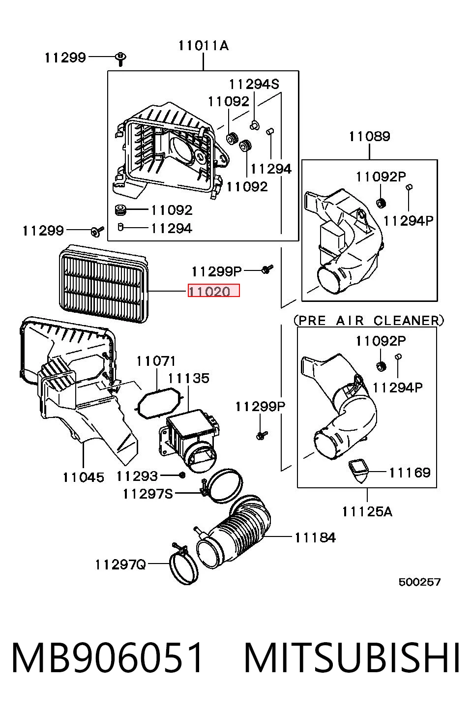 MB906051 Mitsubishi Filtr powietrza