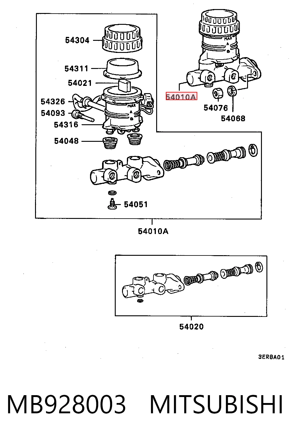 Główny cylinder hamulców do Mitsubishi Lancer IV C6A, C7A
