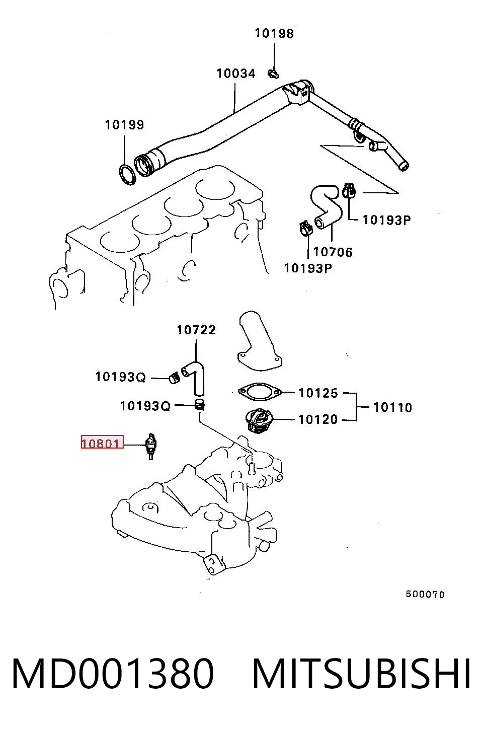 MD001380 Mitsubishi Czujnik temperatury płynu chłodzącego