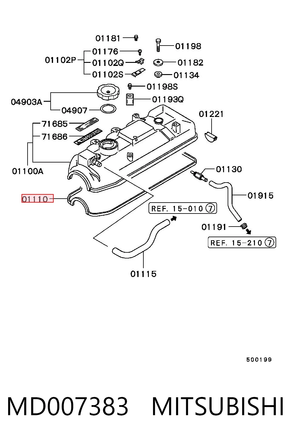 MD007383 Mitsubishi Uszczelka pokrywy zaworowej silnika