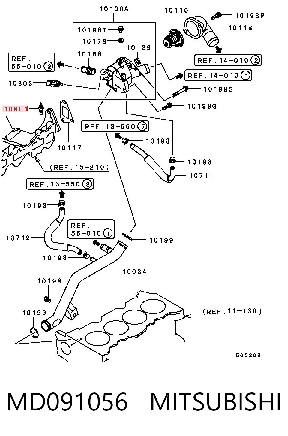 MD091056 Mitsubishi Czujnik temperatury płynu chłodzącego