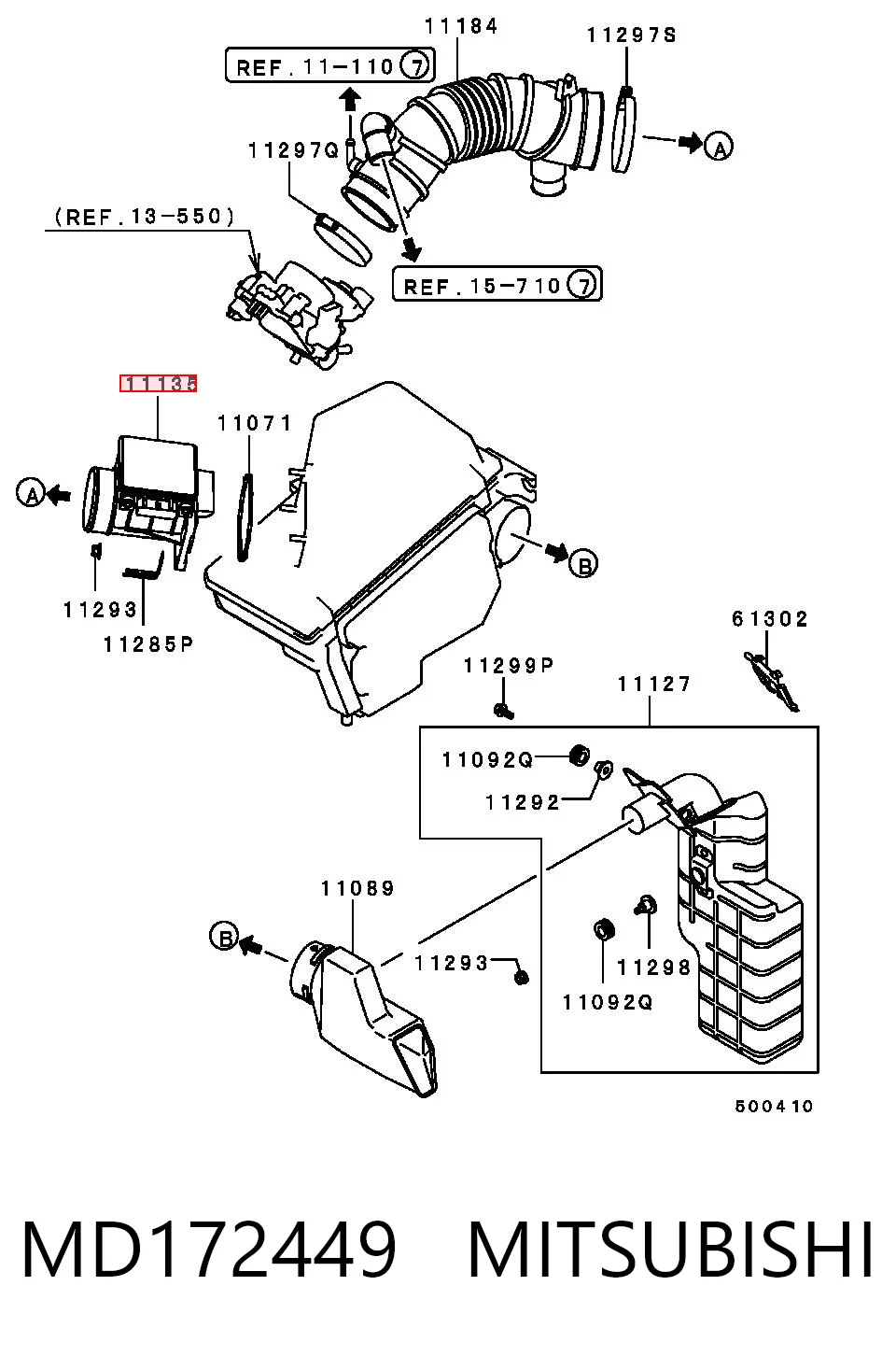 MD172449 Mitsubishi Czujnik przepływu powietrza, przepływomierz powietrza M.A.F.