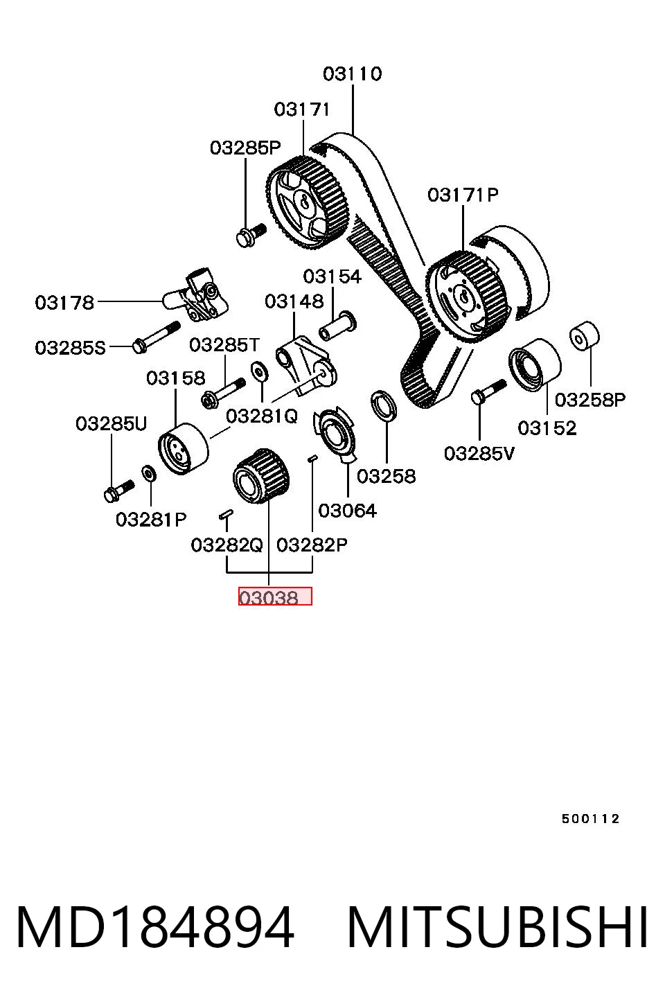 MD184894 Mitsubishi Koło zębate walcowe napędu wałka rozrządu