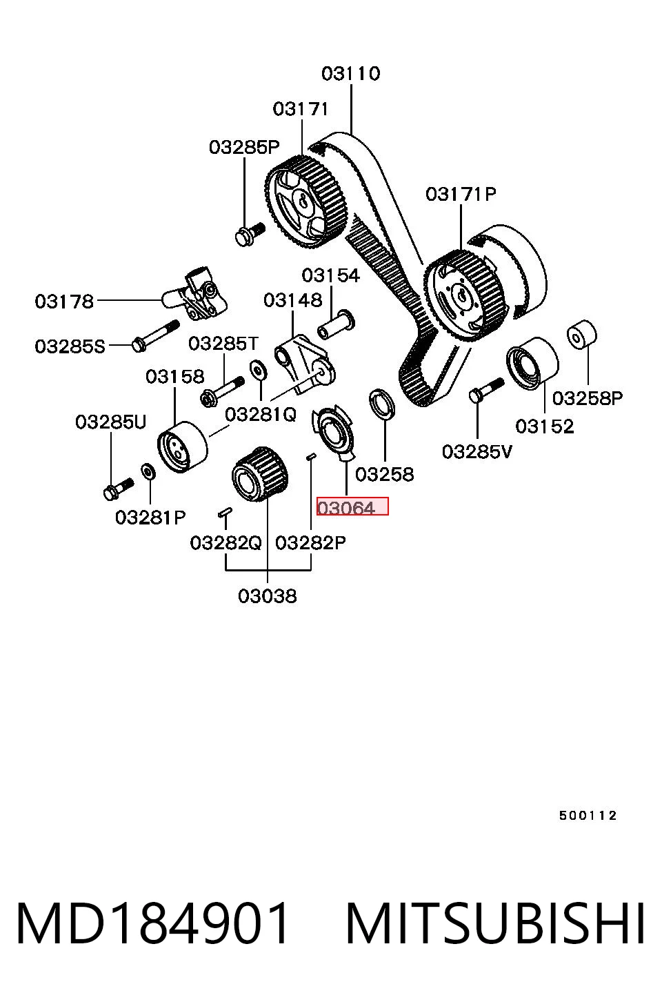 MD184901 Mitsubishi Podkładka wału korbowego
