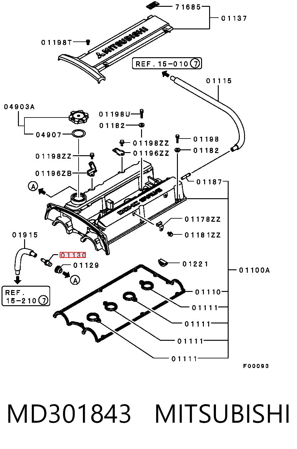 Zawór PCV odpowietrzający silnik do Mitsubishi Lancer CB, CD, CE
