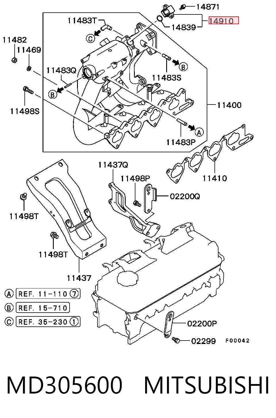 MD305600 Mitsubishi Czujnik ciśnienia w kolektorze ssącym, MAP