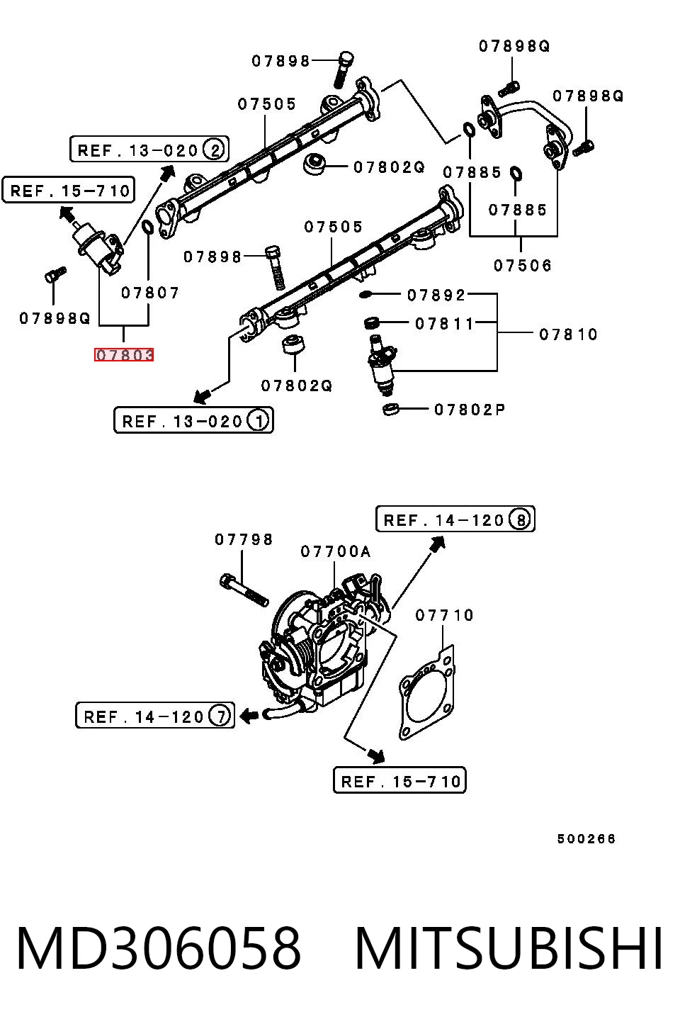 MD306058 Mitsubishi Regulator ciśnienia paliwa w listwie paliwowej