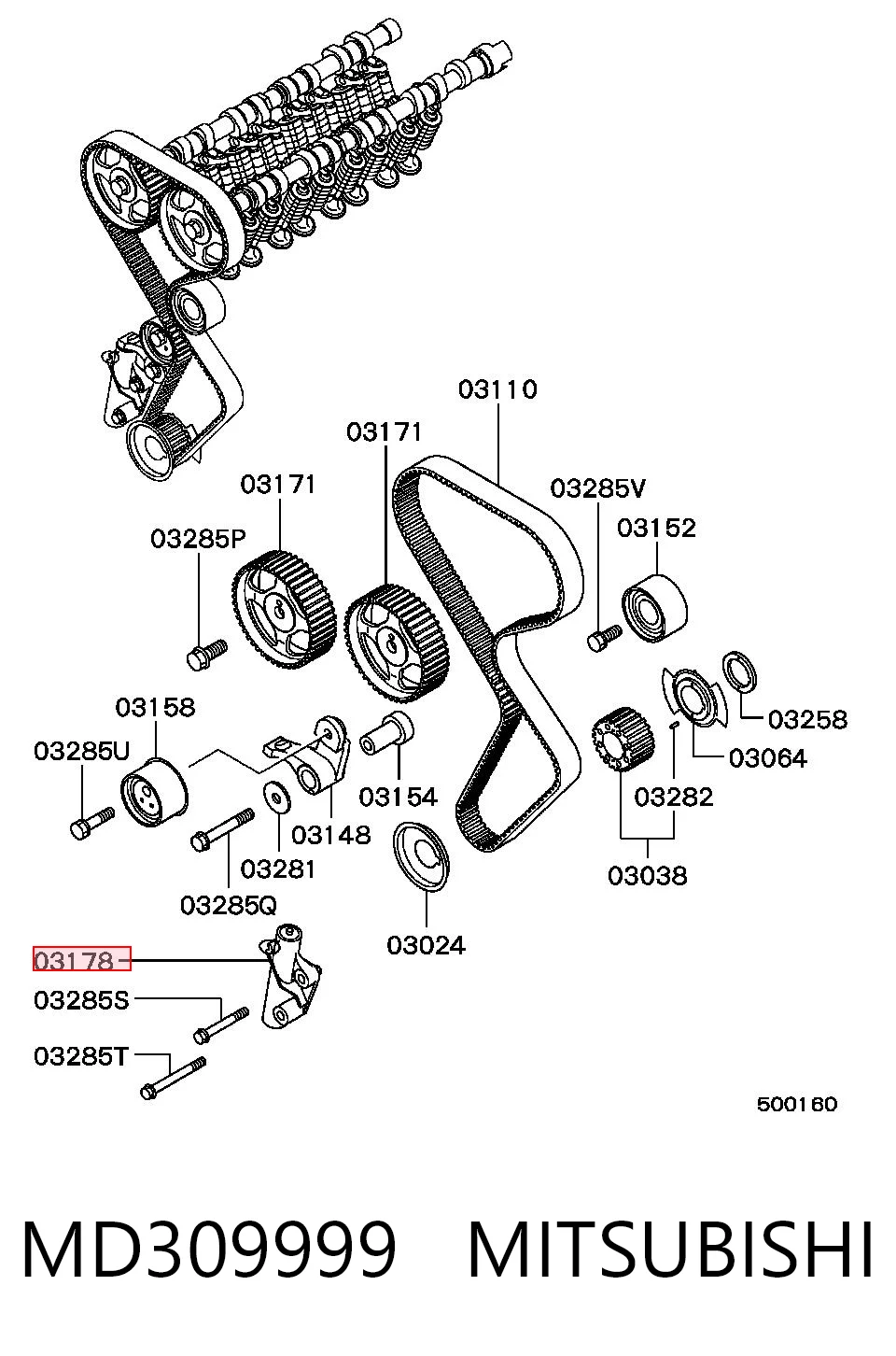 MD309999 Mitsubishi Napinacz paska rozrządu
