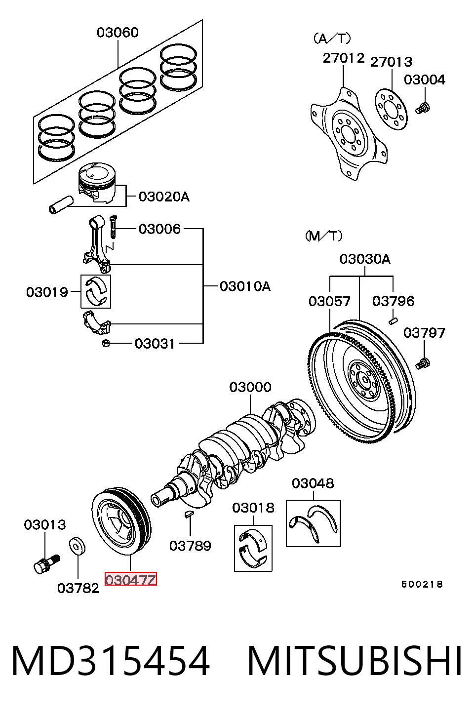 MD315454 Mitsubishi Koło pasowe wału korbowego
