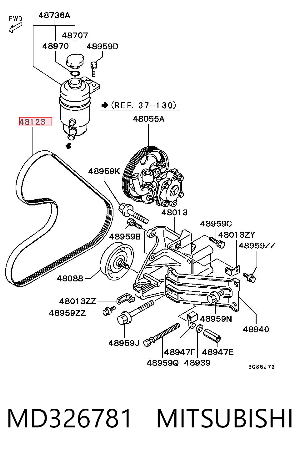 Pas napędowy mechanizmów Toyota 90916WX006