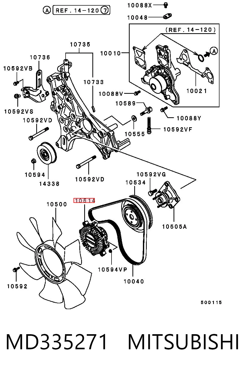 MD335271 Mitsubishi Sprzęgło wiskotyczne wentylatora chłodzenia