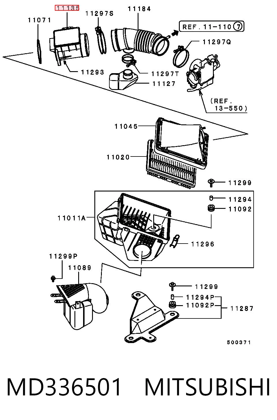 MD336501 Mitsubishi Czujnik przepływu powietrza, przepływomierz powietrza M.A.F.