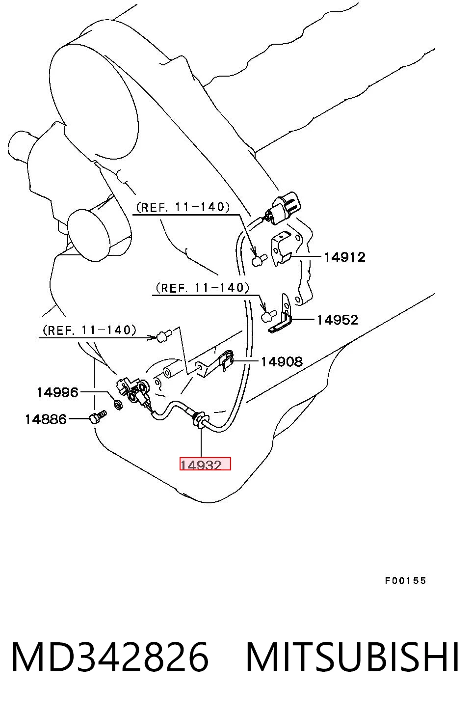 MD342826 Mitsubishi Czujnik położenia wału korbowego