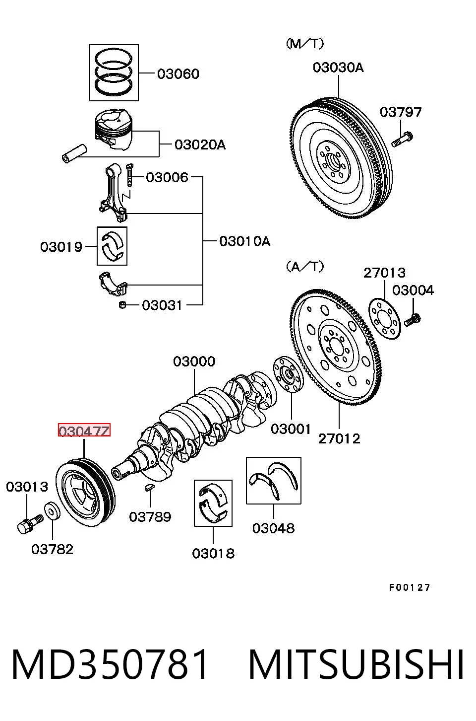 MD350781 Mitsubishi Koło pasowe wału korbowego
