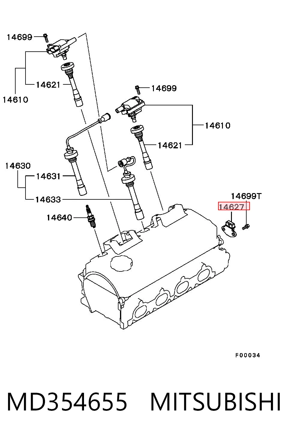 MD354655 Mitsubishi Czujnik stukowy (czujnik spalania stukowego)