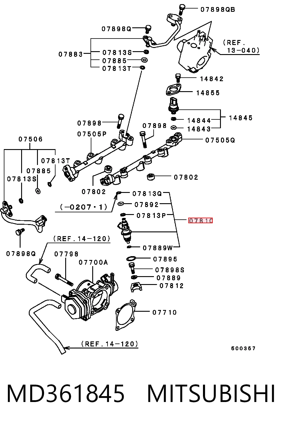 MD361845 Mitsubishi Wtryskiwacz paliwa