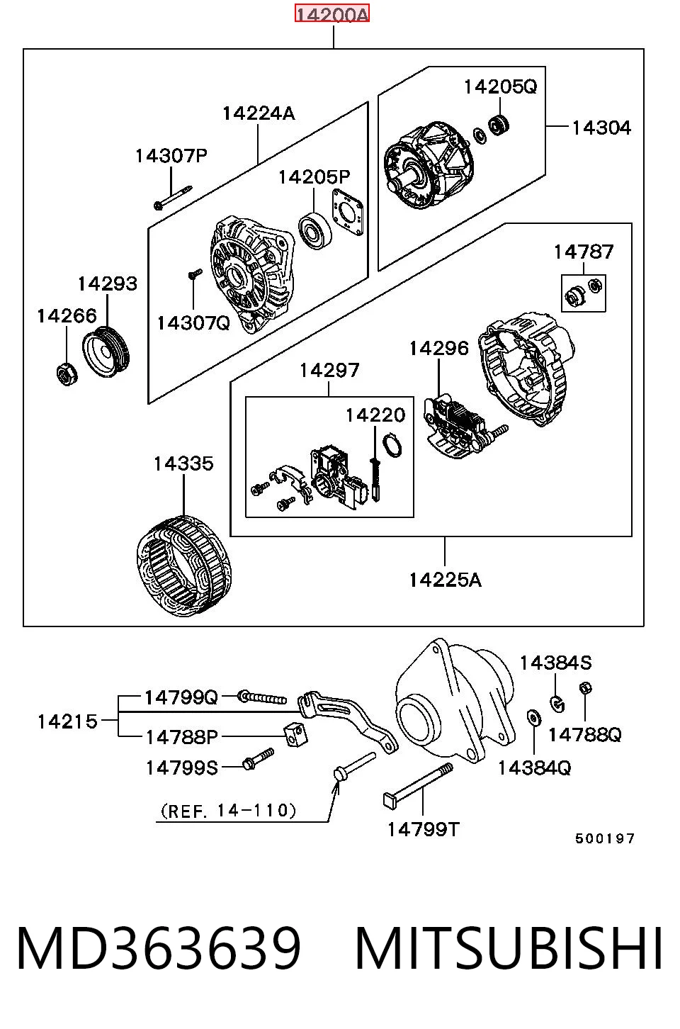 MD363639 Mitsubishi Alternator