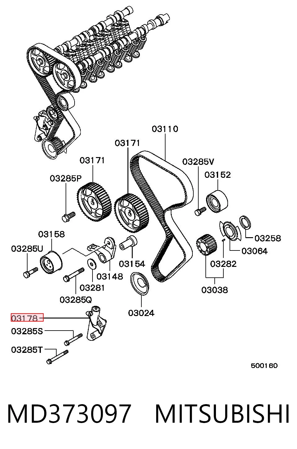 MD373097 Mitsubishi Napinacz paska rozrządu
