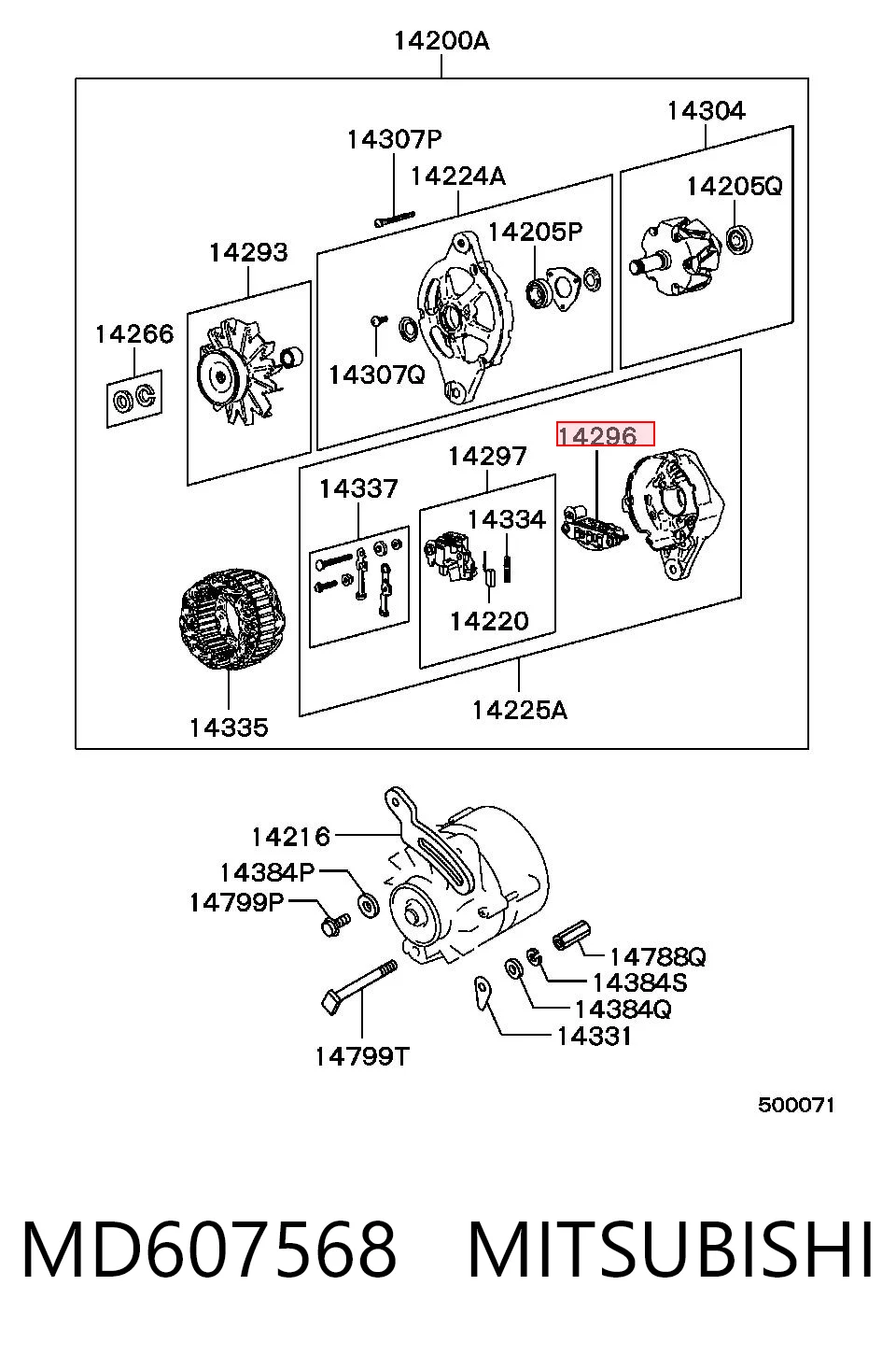 MD607568 Mitsubishi Mostek prostowniczy alternatora = Moster diodowy alternatora