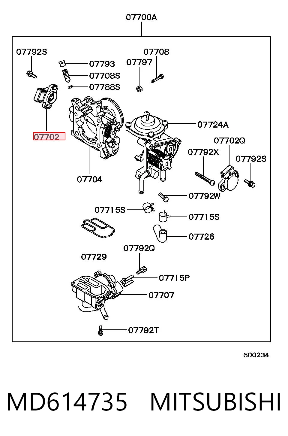 MD614735 Mitsubishi Czujnik położenia przepustnicy (potencjometr)