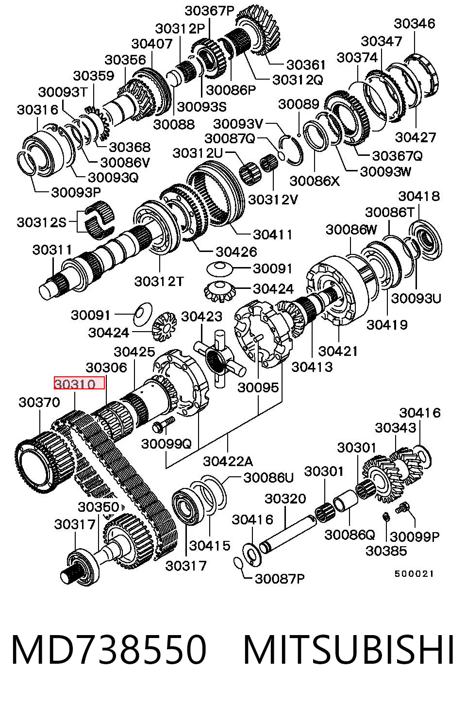 MD738550 Mitsubishi Łańcuch napędowy skrzyni rozdzielczej