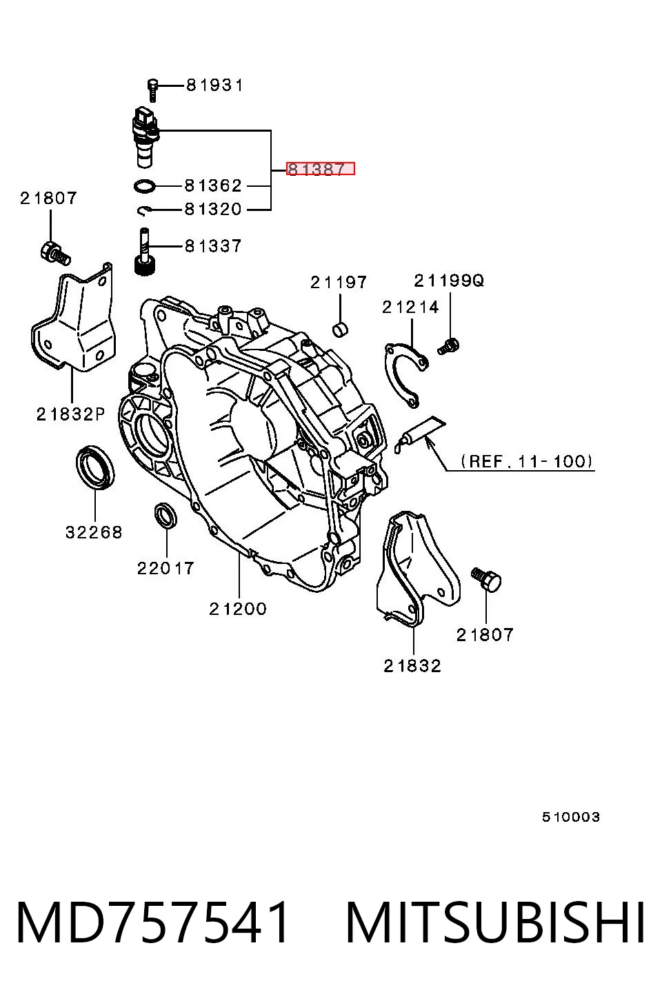 MD757541 Mitsubishi Czujnik prędkości