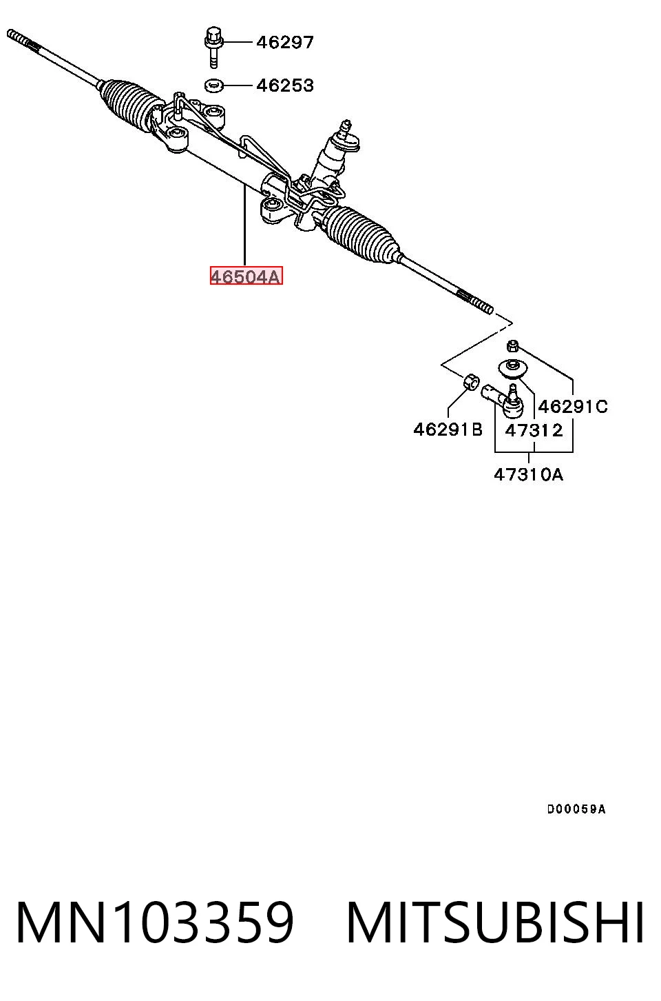 Listwa kierownicza (maglownica) Mitsubishi MN103359 cena, od 144,72 USD