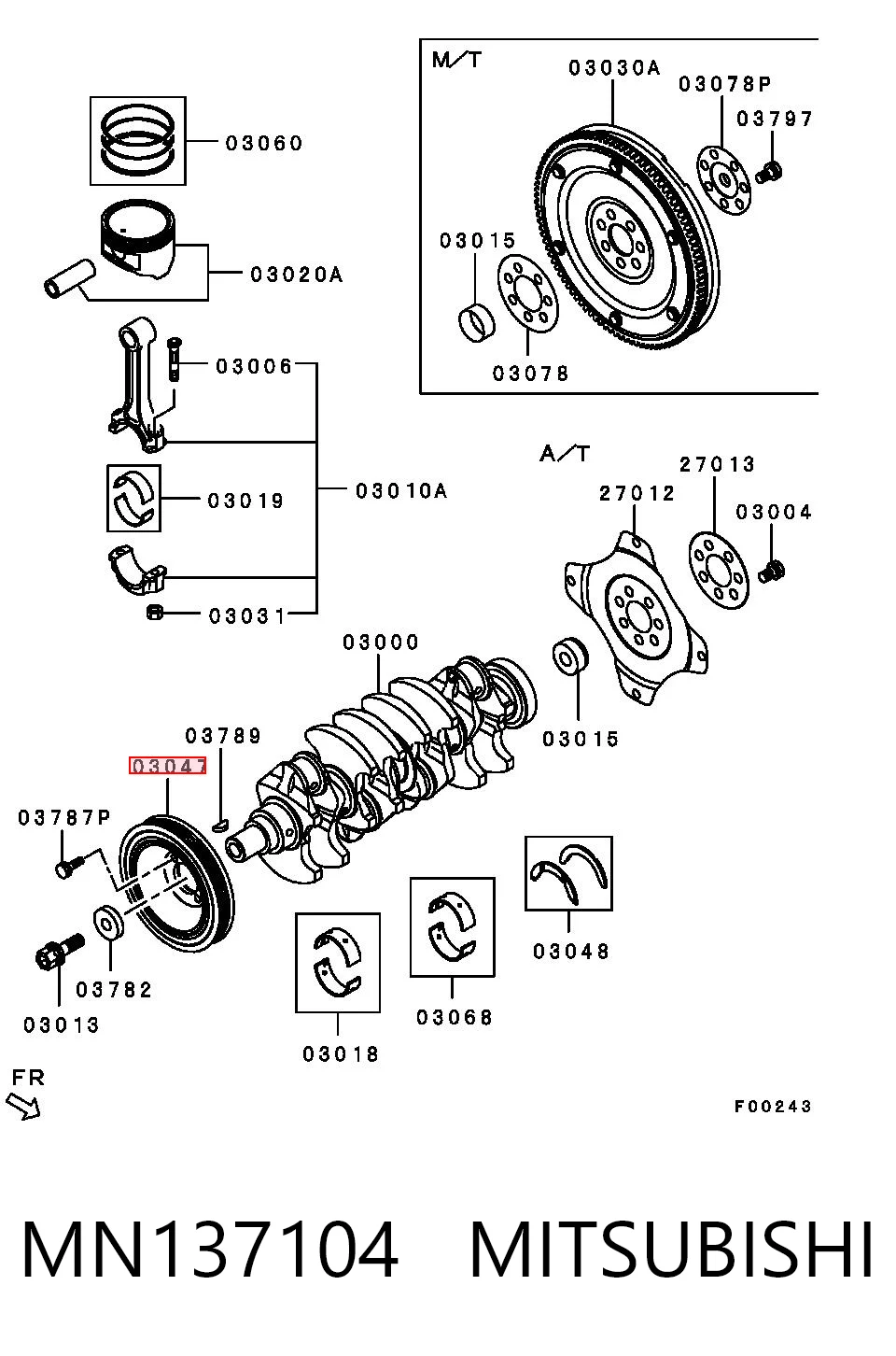 MN137104 Mitsubishi Koło pasowe wału korbowego