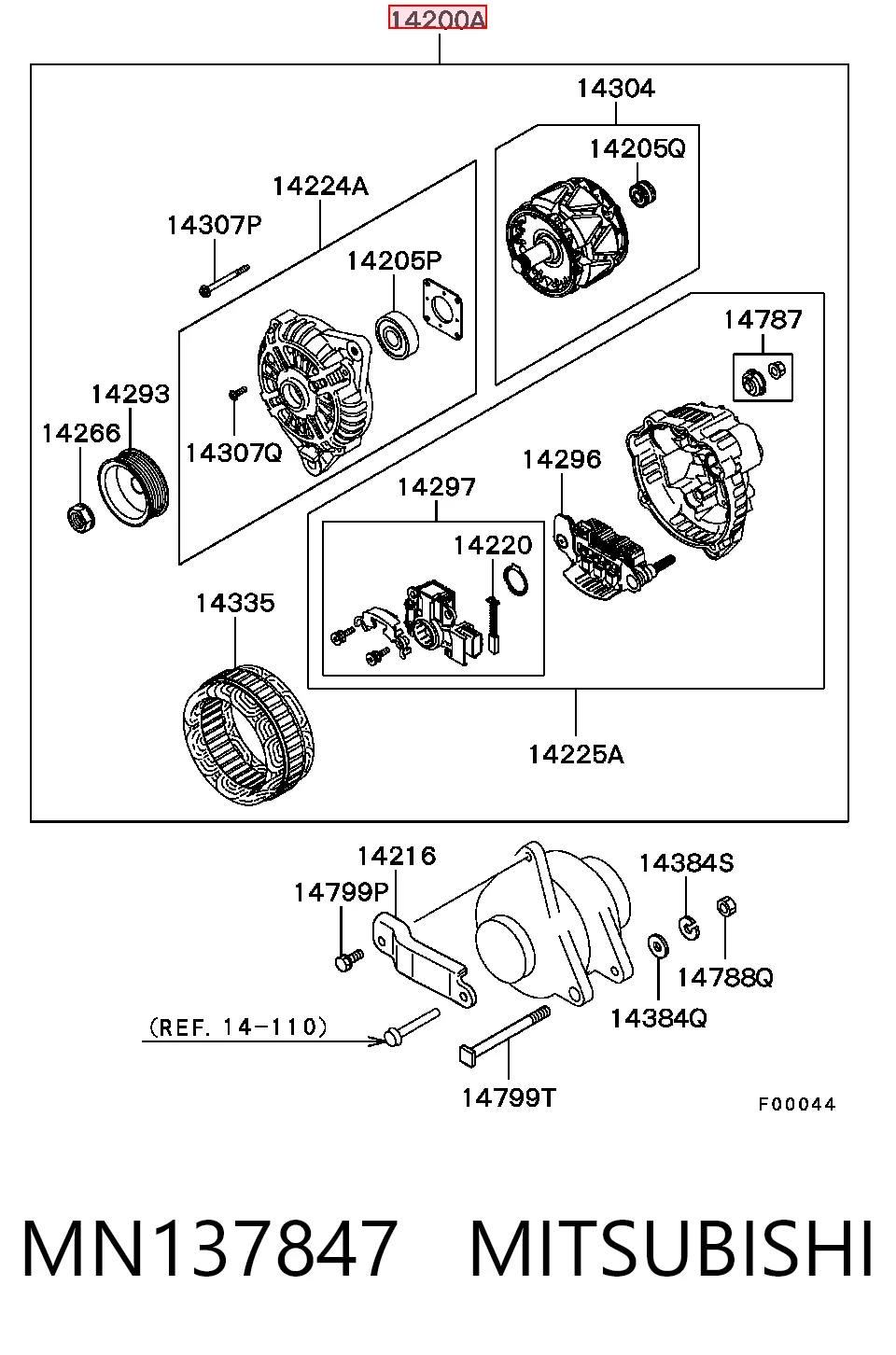 MN137847 Mitsubishi Alternator