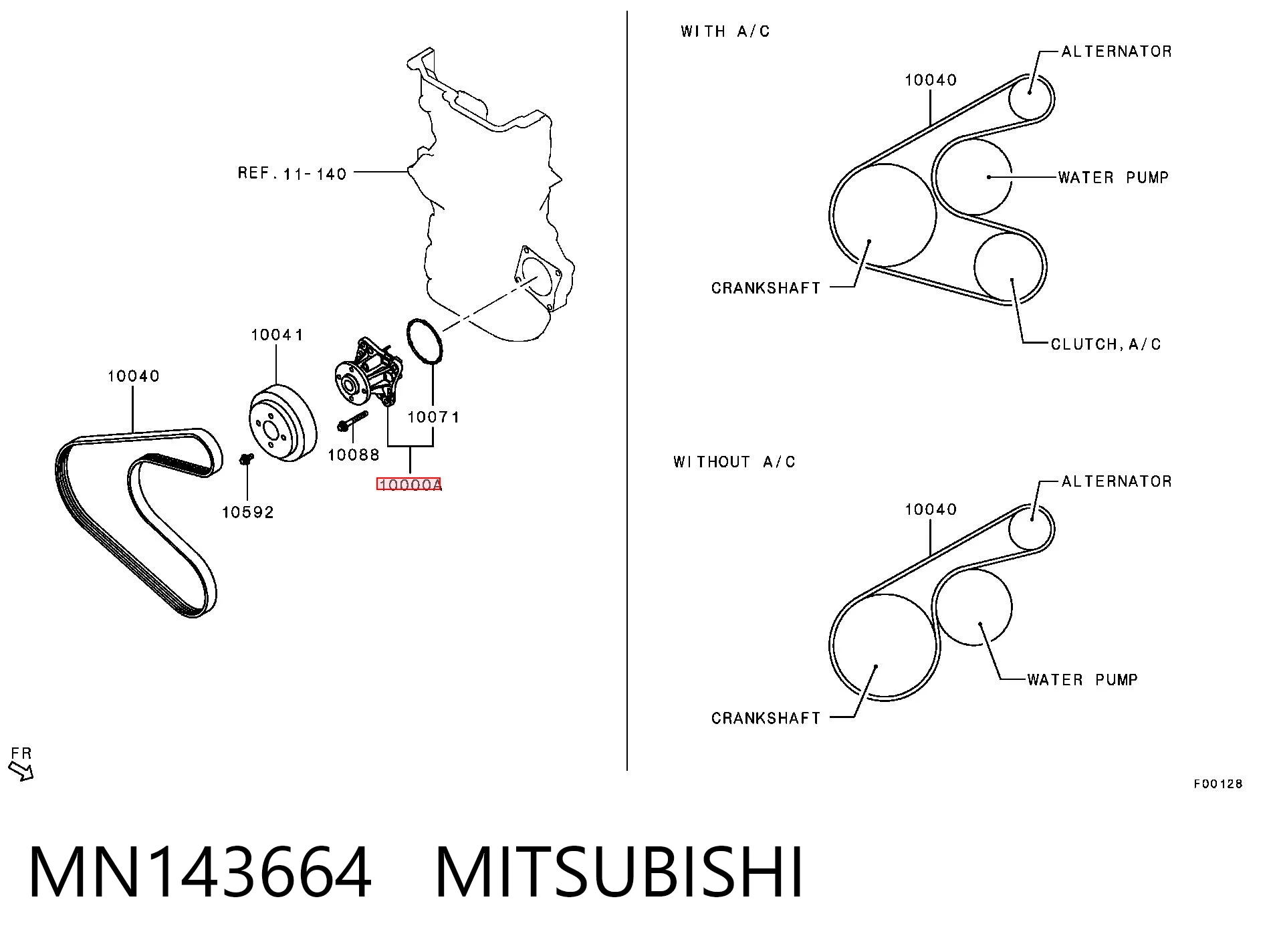 MN143664 Mitsubishi Pompa chłodząca wodna