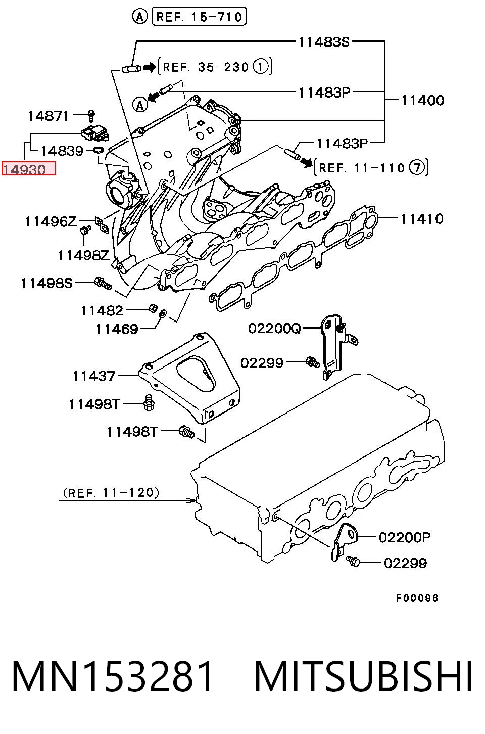 MN153281 Mitsubishi Czujnik ciśnienia w kolektorze ssącym, MAP