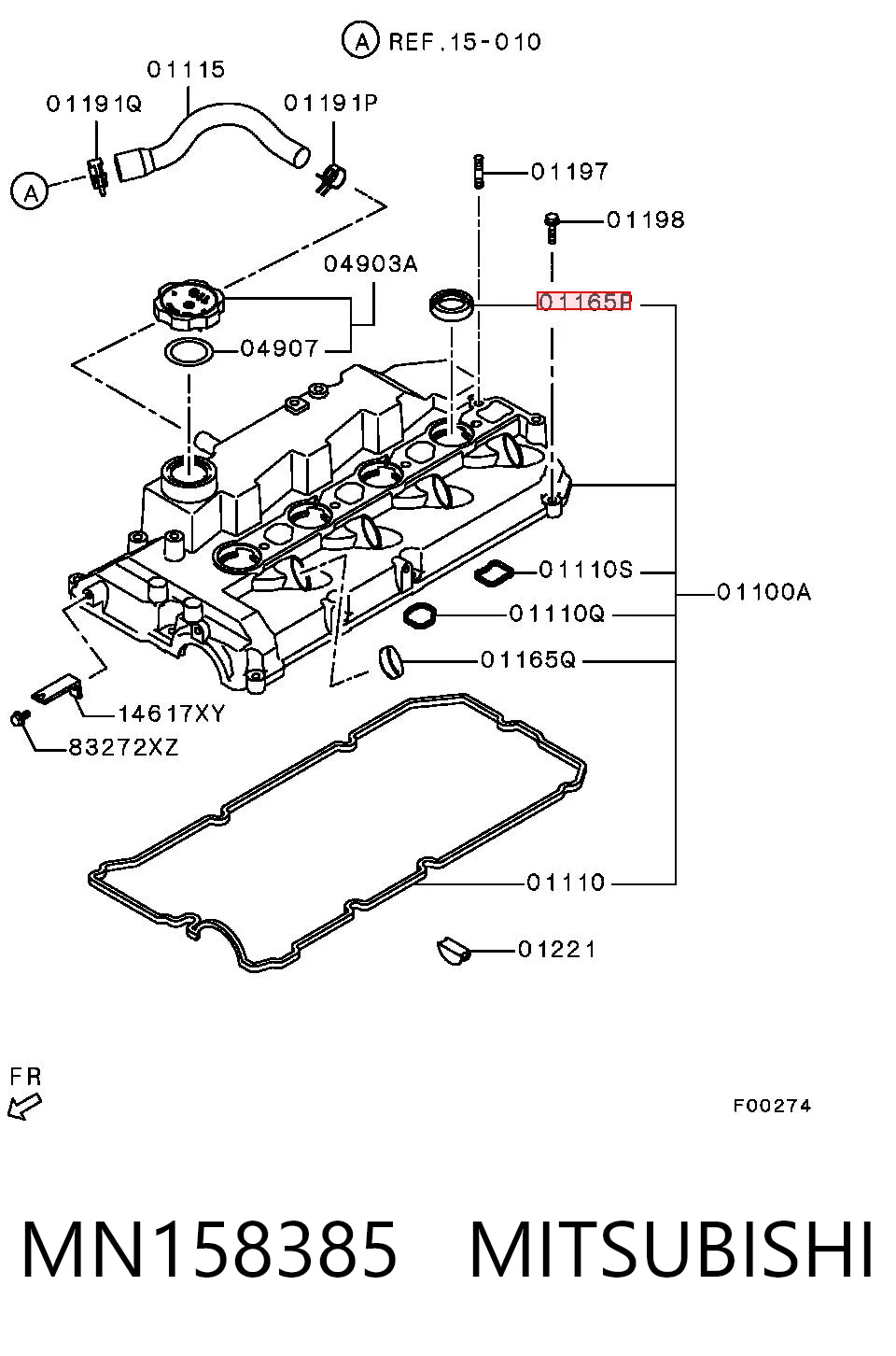 MN158385 Mitsubishi Uszczelka pokrywy zaworowej silnika, pierścień