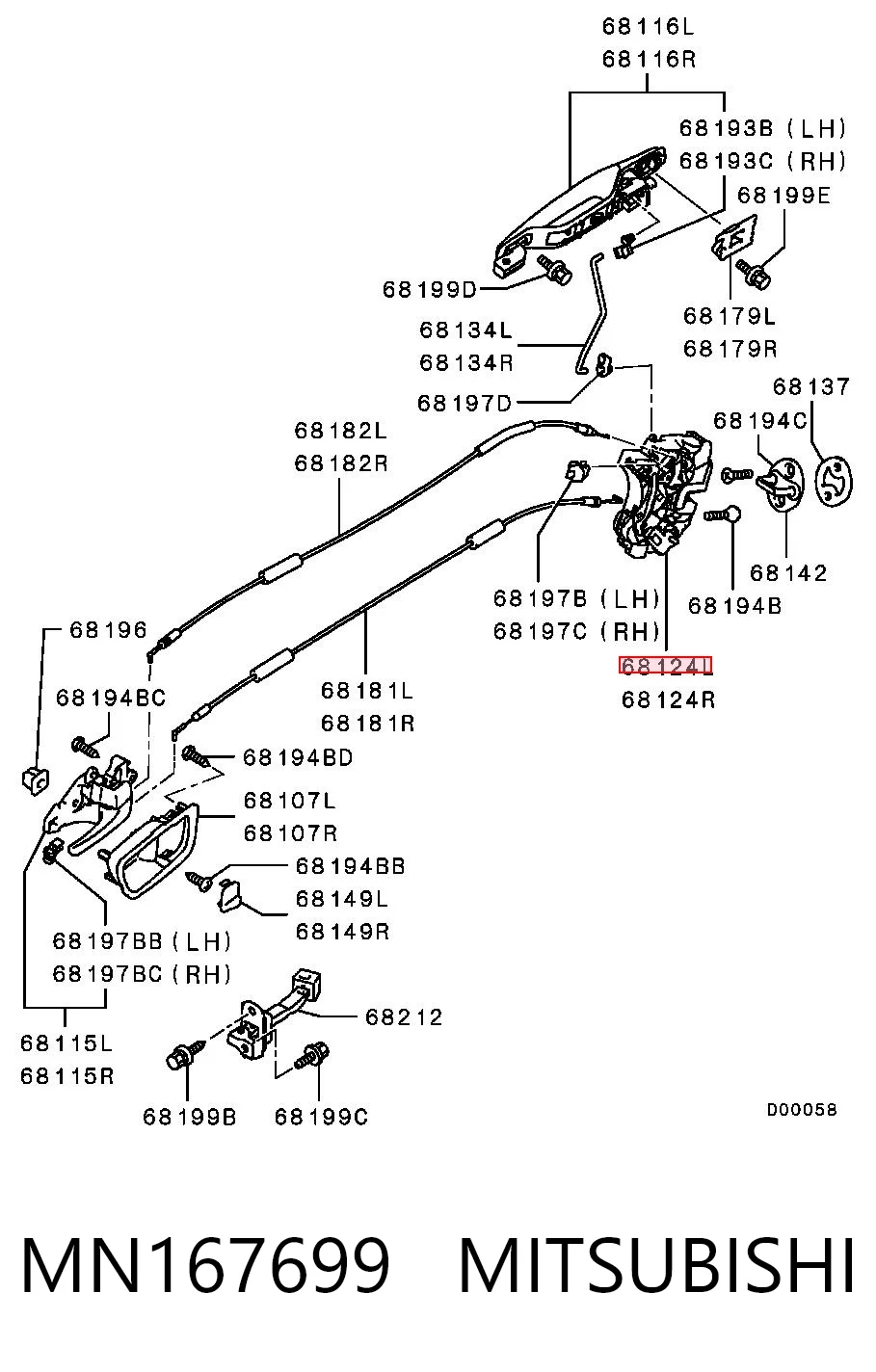 Zamek drzwi tylnych lewych do Mitsubishi Outlander II XL CWW