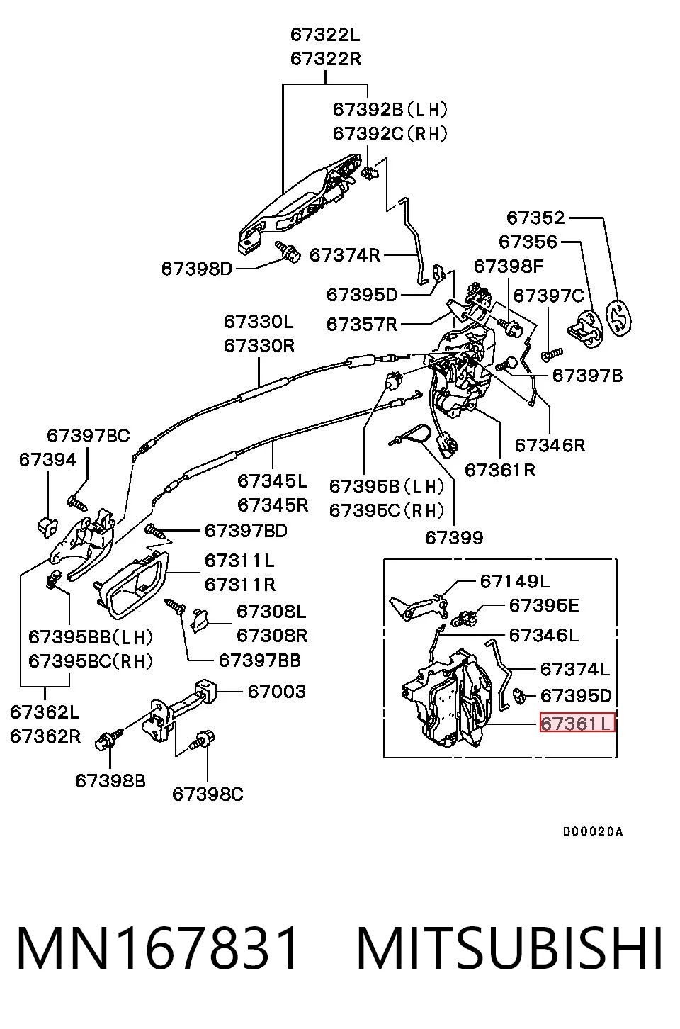 Zamek drzwi przednich lewych do Mitsubishi Outlander II XL CWW