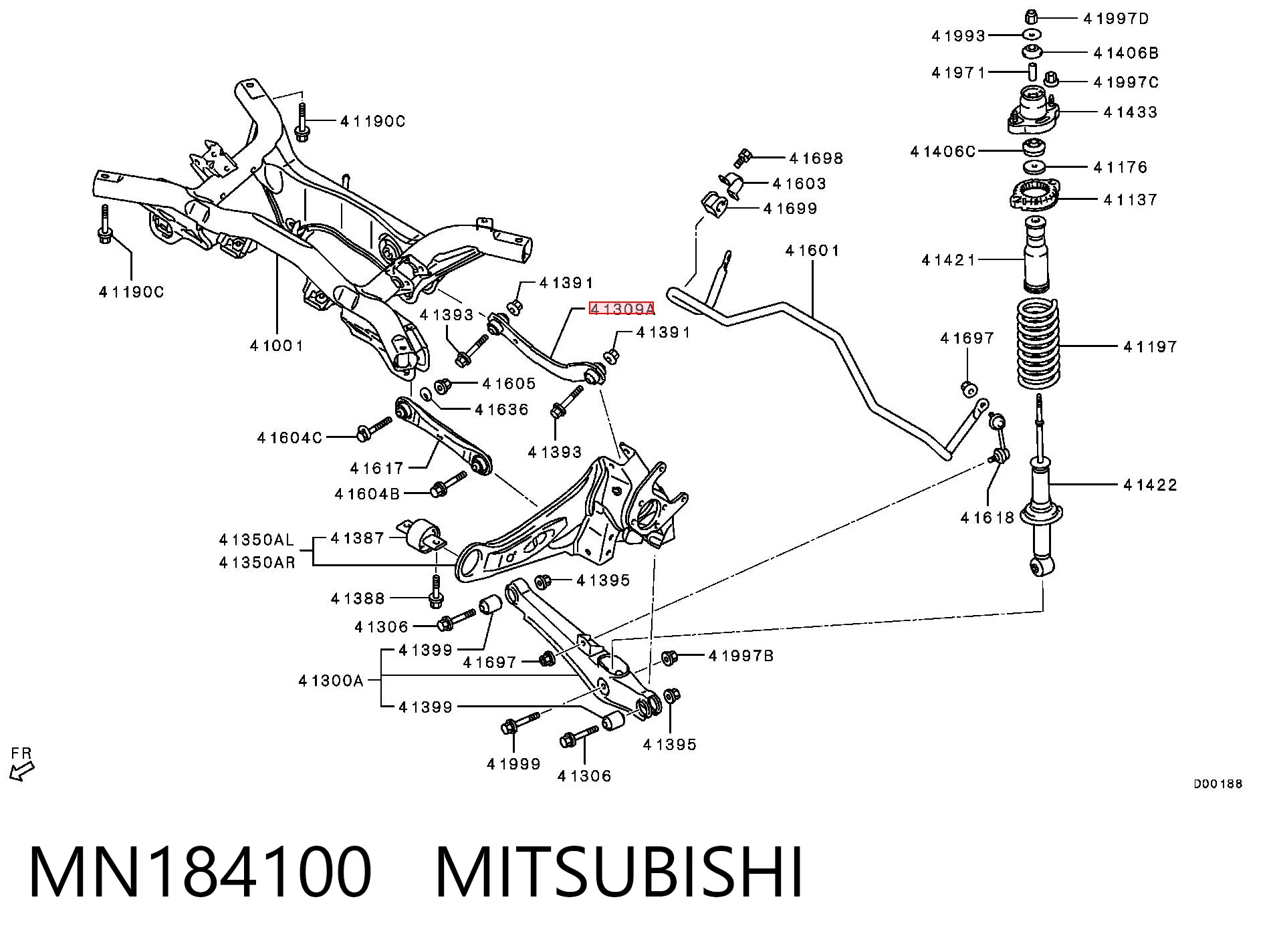 MN184100 Mitsubishi Wahacz zawieszenia tylnego górny lewy/prawy