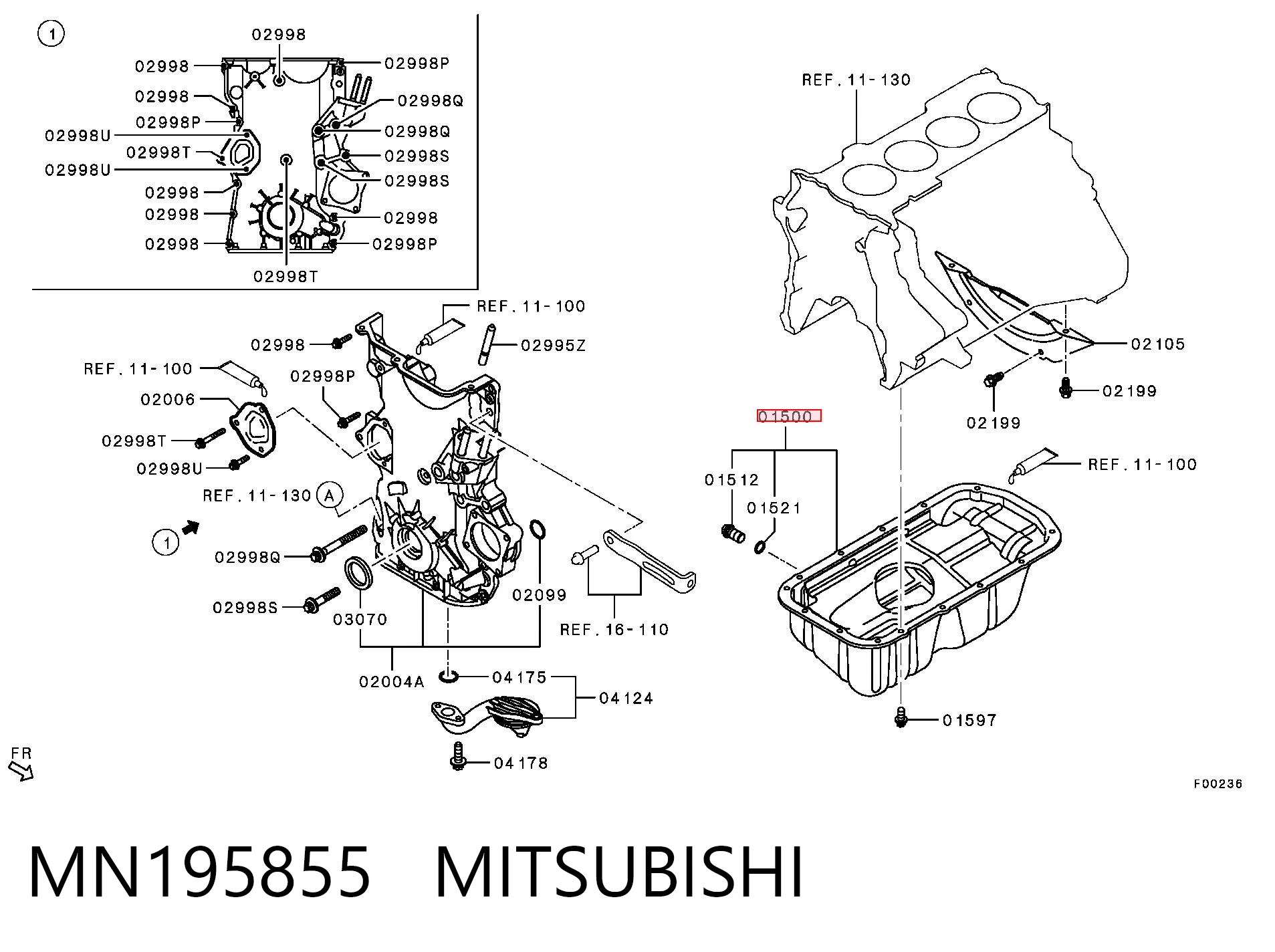 MN195855 Mitsubishi Miska olejowa silnika