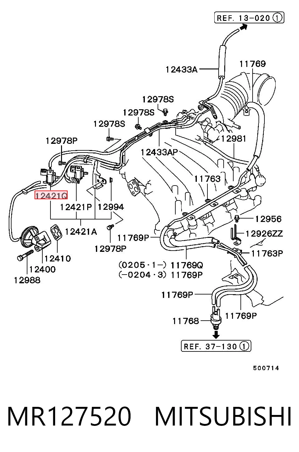 MR127520 Mitsubishi Zawór elektromagnetyczny regulacji klapy EGR