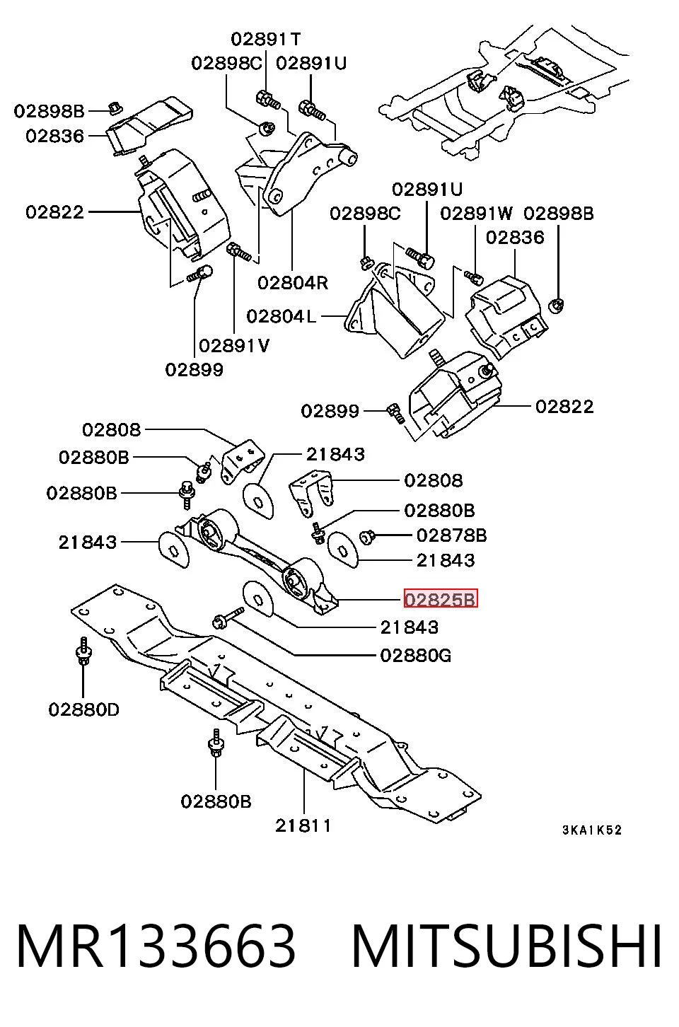 Poduszka (podpora) silnika tylna do Mitsubishi Pajero V2W, V4W