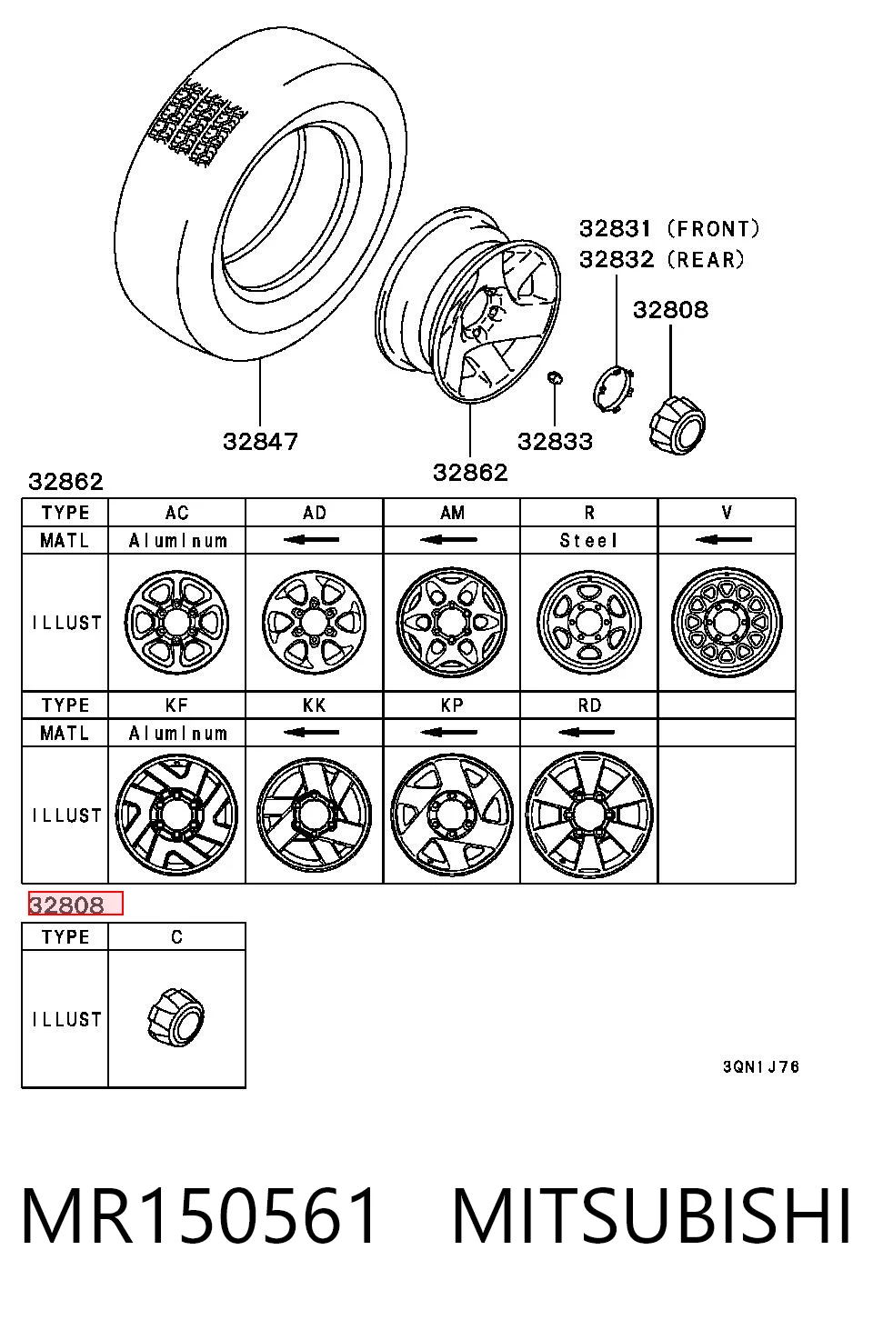 Kołpak do obręczy koła do Mitsubishi Pajero V70