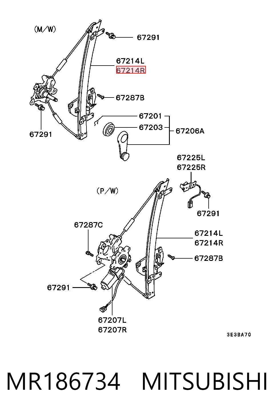 Kupić Mechanizm podnoszenia szyby drzwi przednich prawych Mitsubishi Lancer VI CJ, CP w dobrej cenie