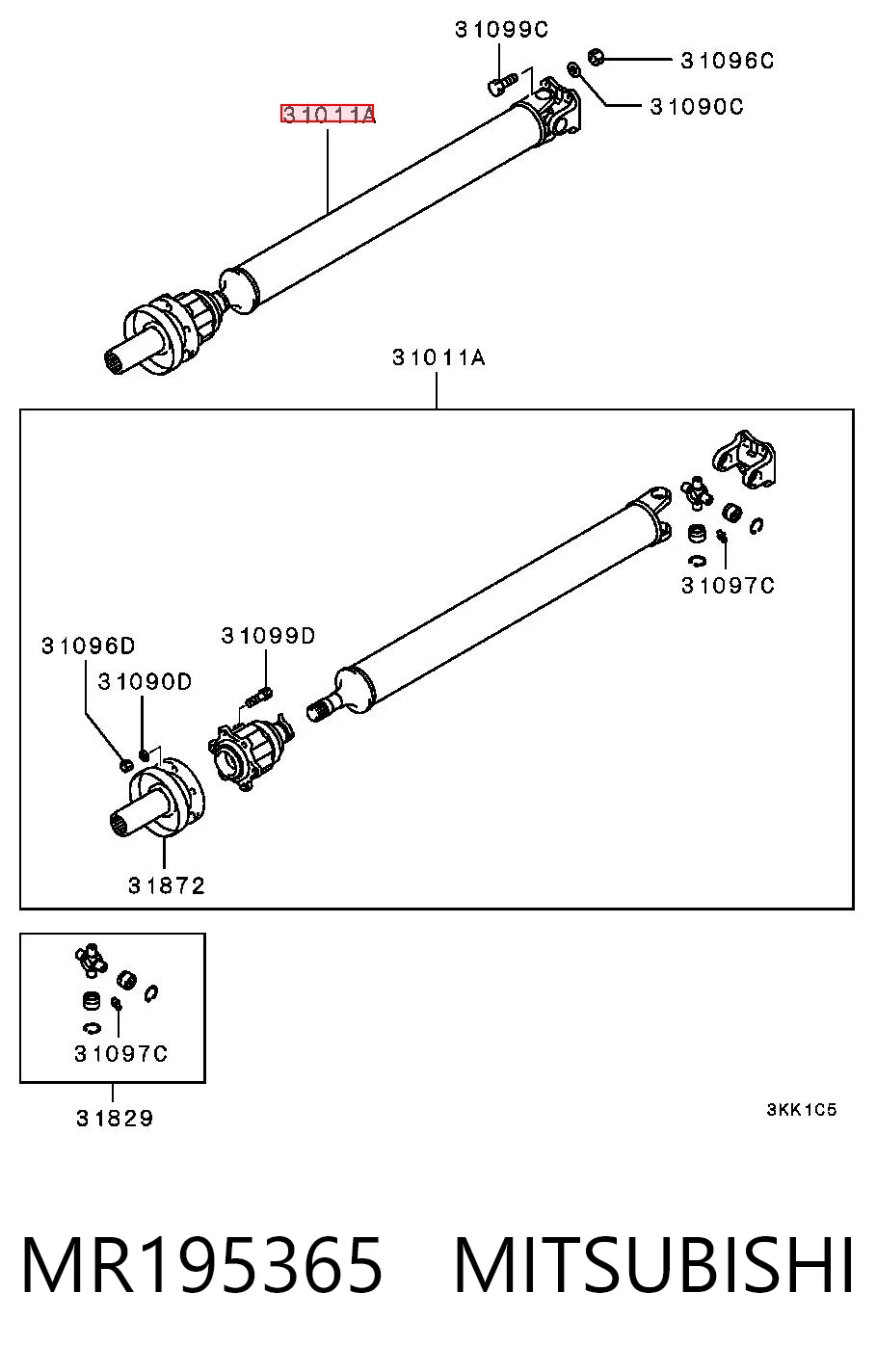 Wał Cardana tylny, kompletny do Mitsubishi Pajero II V2W, V4W
